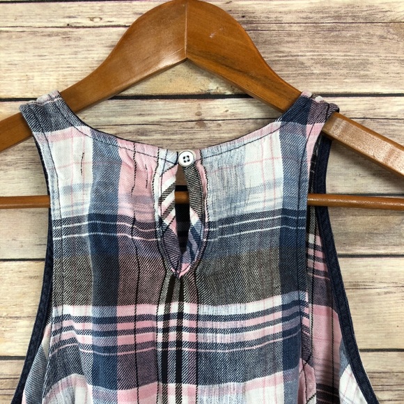 Cloth & Stone | Plaid Fray Bottom Swing Tank Sz S - Picture 8 of 8